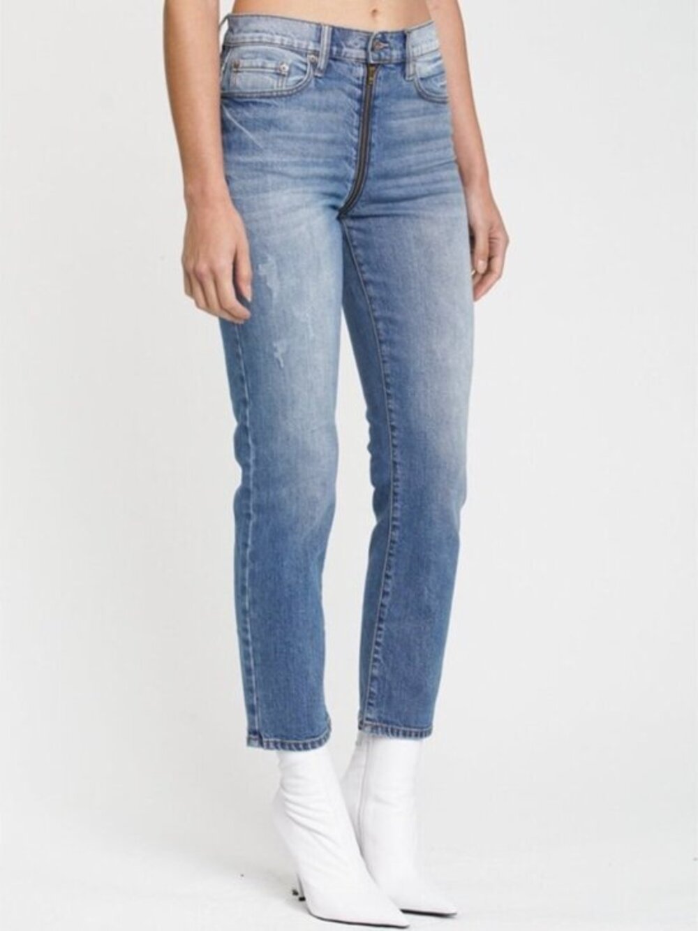 Pistola Charlie High Rise Straight Leg Jeans NWT Size 26 Exposed Zipper Back